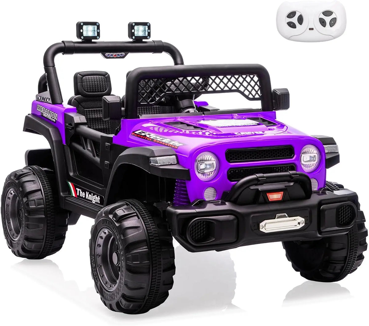 12V Purple Kids Ride‑On Jeep SUV Truck, Electric Toy Car with 7AH Battery, 2×550# Motors, Pre‑Paired Remote Control, Plastic Seat Wheels, US Full‑Environment‑Friendly for Children Gift