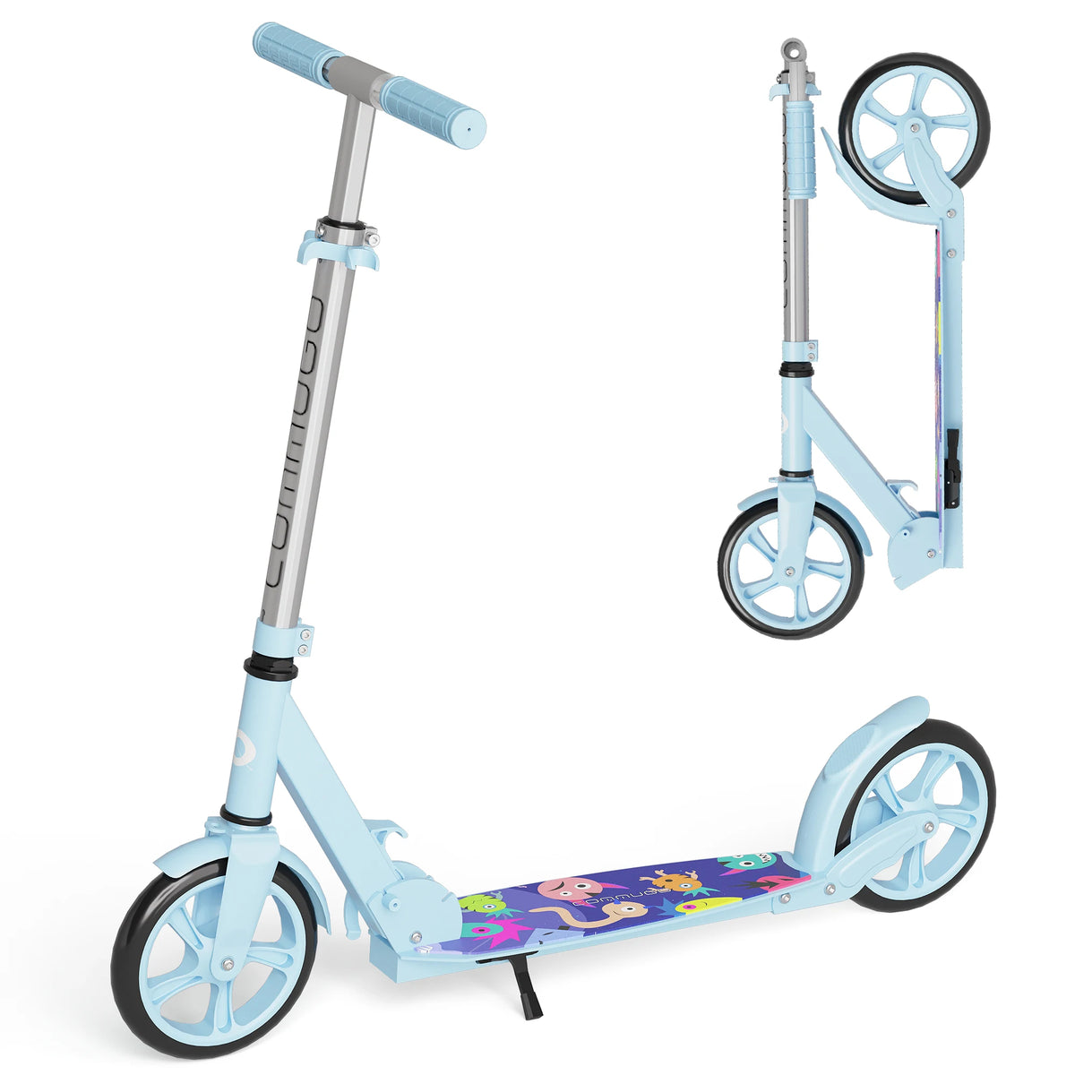 Commugo T1 Kick Scooter for Ages 6+,Kids, Teens & Adults. 4 Adjustable Levels, Foldable, Lightweight, Anti-Shock Suspension, Max Load 240 LBS