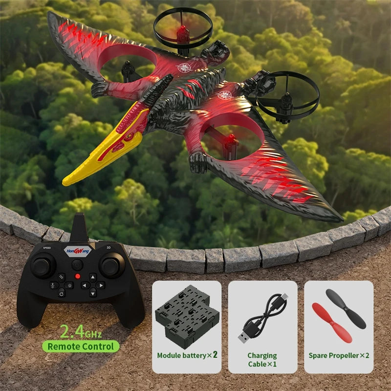 2.4G RC Dinosaur Aircraft Glider Toy Foam Crash Control Plane Model Fixed Wing Flyer Pterosaur RC Flying Toys for Boys Kids Gift