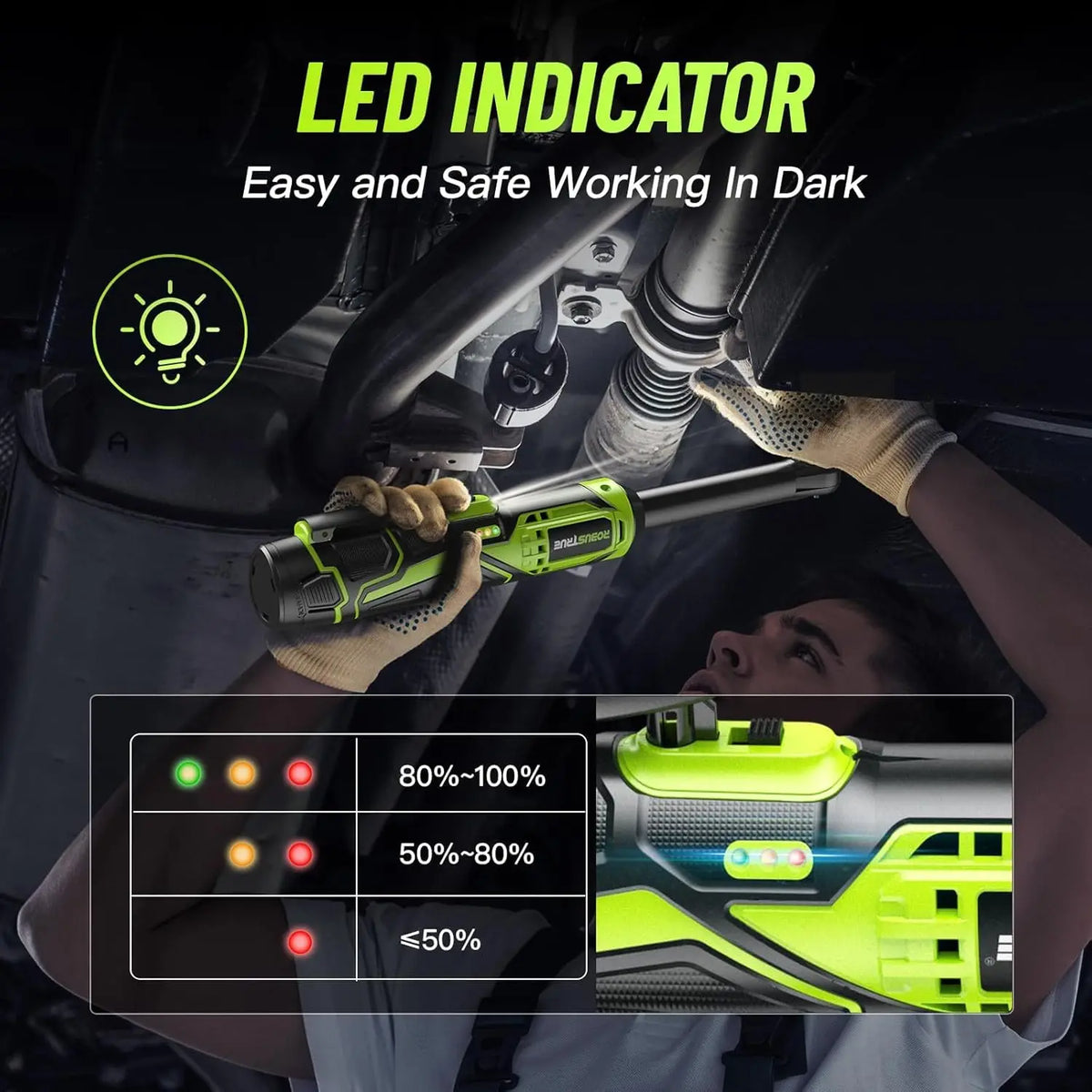 6" Extended Ratchet Wrench 60Nm 3/8"Cordless Electric Wrench 12V 2PCS Rechargeable Battery Angle Wrench Car Repair Power Tools