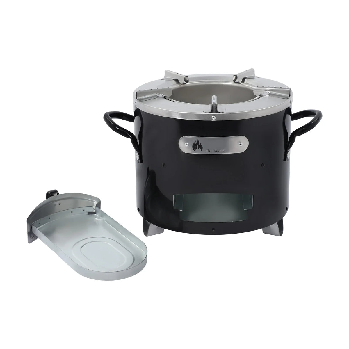Outdoor Camping Charcoal Stove, Portable Stainless Steel Wood Stove with Removable Ash Tray for BBQ Hiking Backpacking