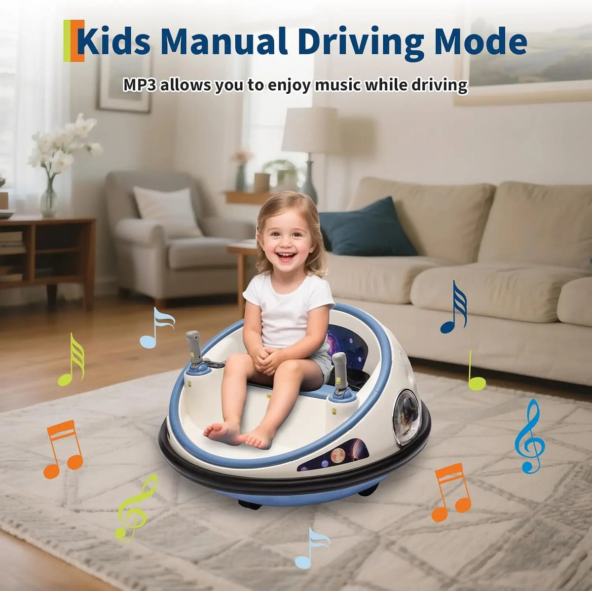 Kids Electric Bumper Car Ride-On, 12V Spinning Vehicle with 360° Rotation