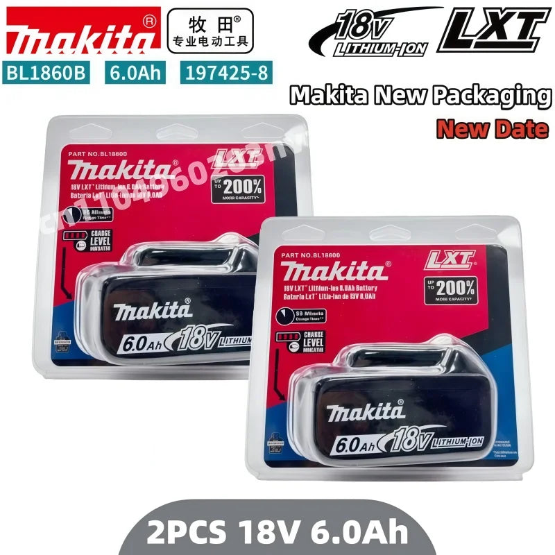 100% Original Makita Battery, 18V 6.0Ah Rechargeable Battery, Replacing Makita BL1830B L1840B L1850B L1860B, Power Tool Battery