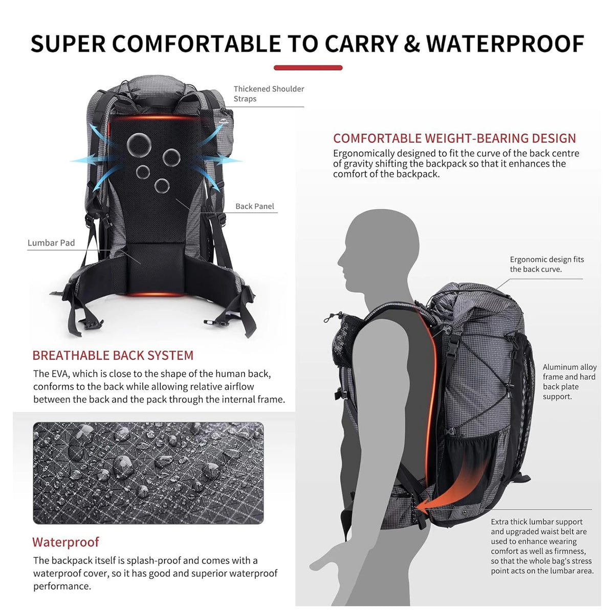 Naturehike Outdoor Mountain Backpack 60+5L Waterproof High Capacity Sports Climbing Hiking Travel Bag With Rain Cover