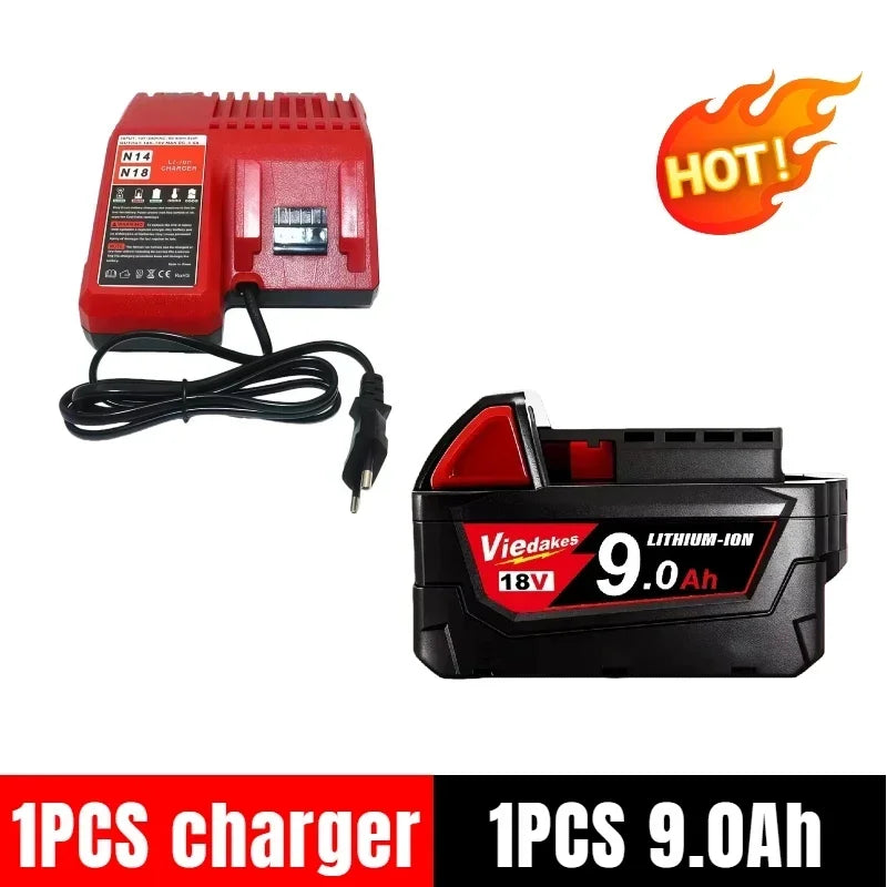 Long Runtime 18V 9.0Ah Rechargeable Li-ion Battery Fit for Milwaukee 18V Battery M18 HB3 HB6 48-11-1860