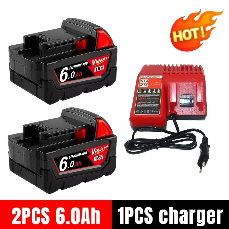 Long Runtime 18V 9.0Ah Rechargeable Li-ion Battery Fit for Milwaukee 18V Battery M18 HB3 HB6 48-11-1860