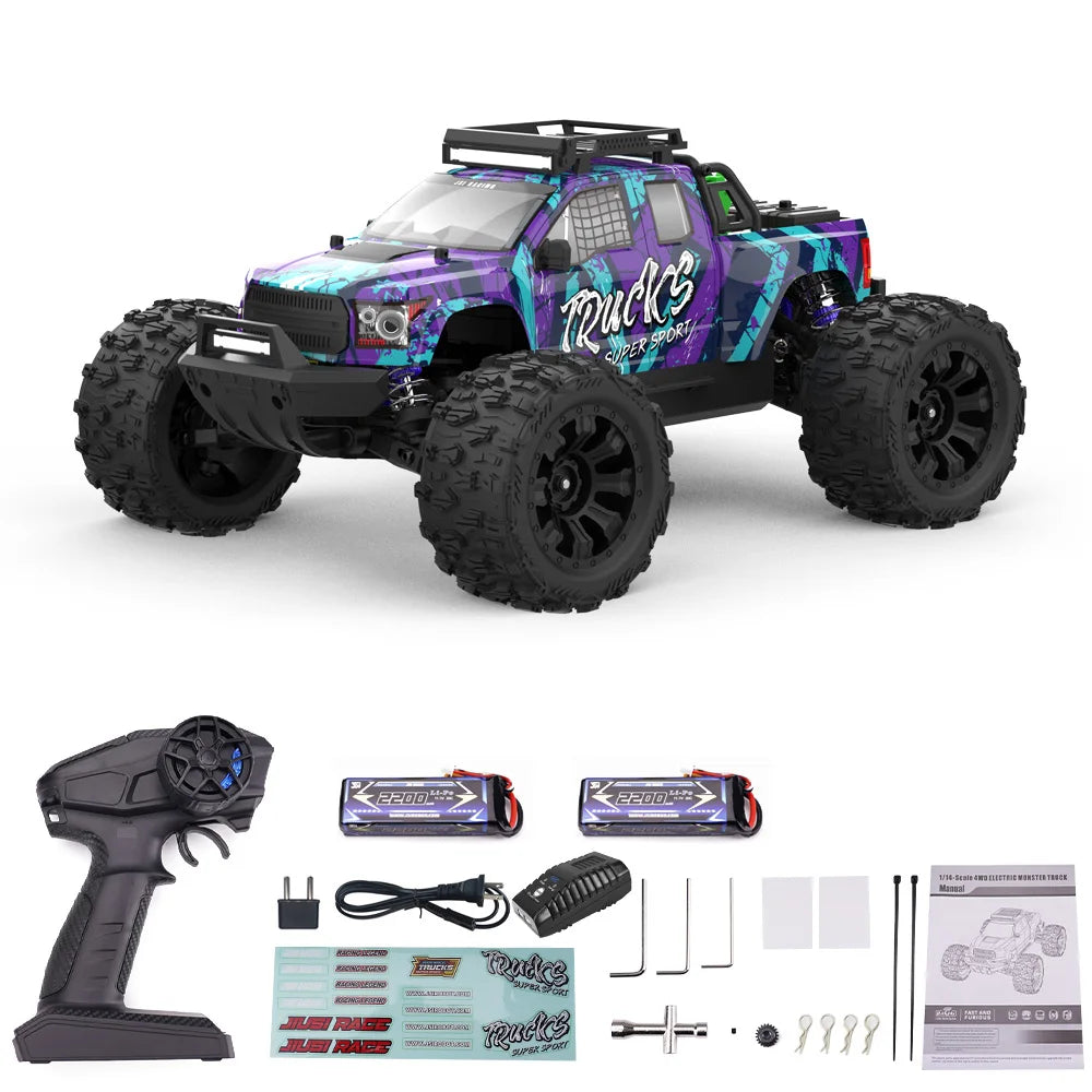 JIUSI PT14R MT14R 1/14 4WD RC Car 80km/h Brushless 2.4G Remote Control Racing Car High Speed Off-road RC Truck 3S 35C 2200mAh