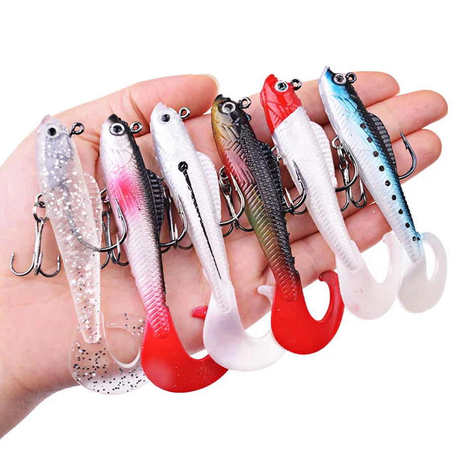 6PCS Wobblers Artificial Baits Fishing Tackle Soft Silicone Bait For Sea Bass Spoon Pike Carp Fishing Lures Swimbait2027