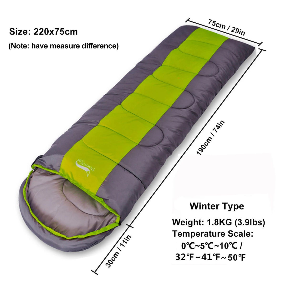 Desert&Fox Camping Sleeping Bag Lightweight 4 Season Warm & Cold Envelope Backpacking Sleeping Bag for Outdoor Traveling Hiking