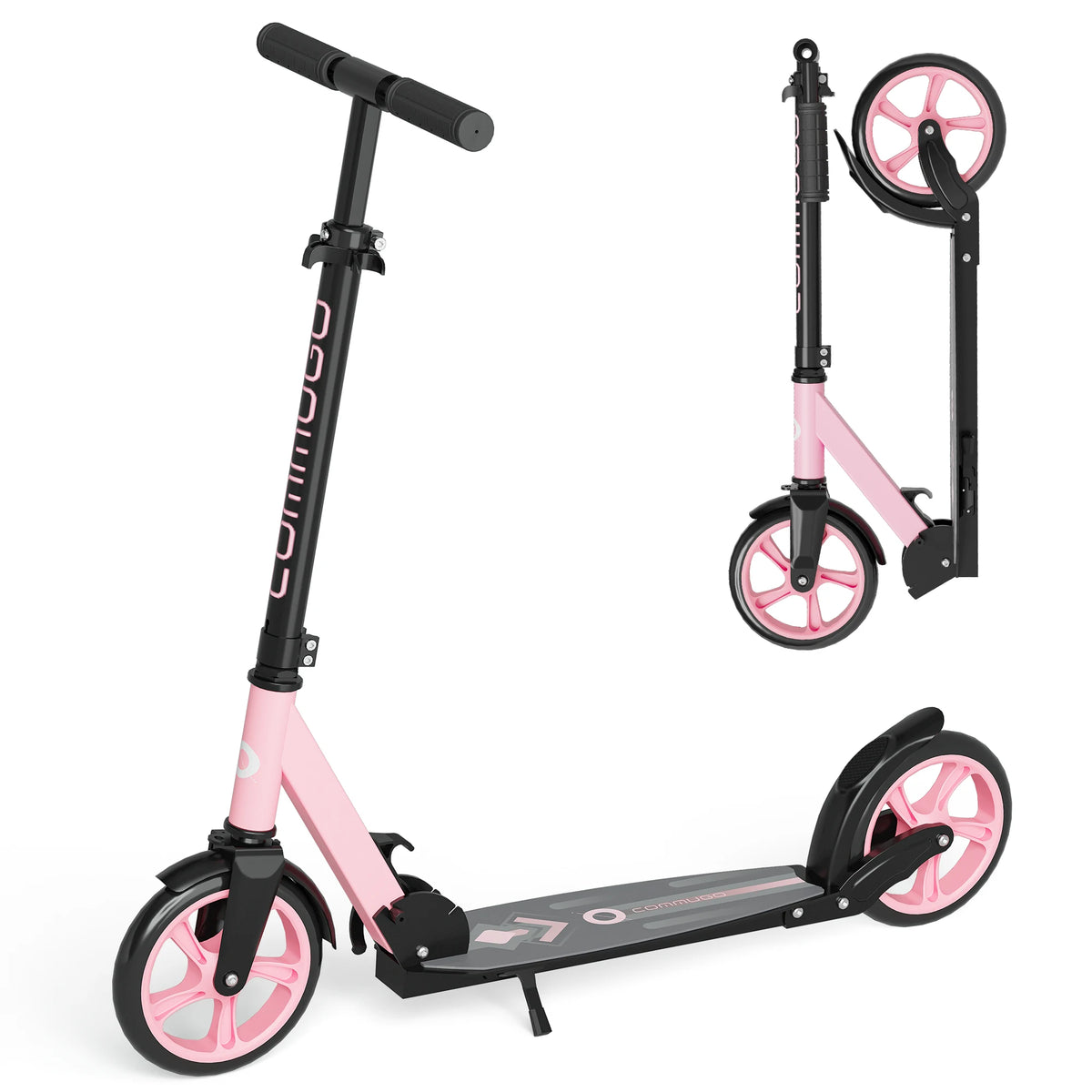 Commugo T1 Kick Scooter for Ages 6+,Kids, Teens & Adults. 4 Adjustable Levels, Foldable, Lightweight, Anti-Shock Suspension, Max Load 240 LBS