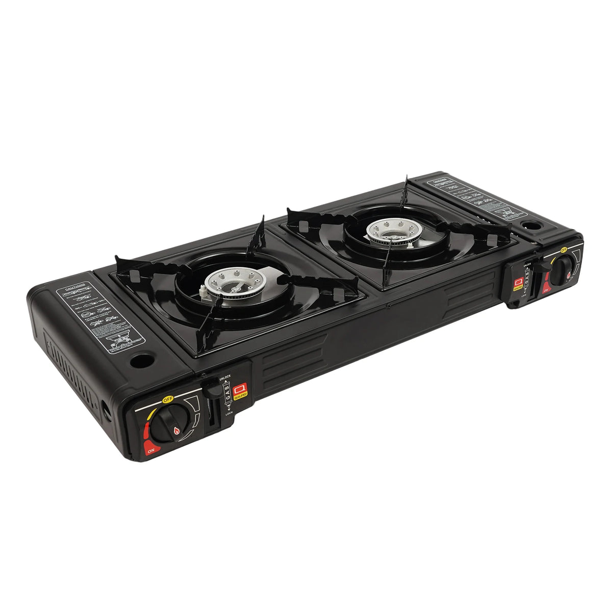 2 Burners Portable Camping Stove, Camping Stove with Baking Tray&Portable Case, 2500W Gas Stove 64*29*12cm