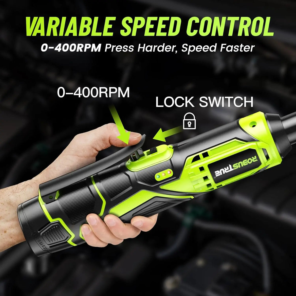 6" Extended Ratchet Wrench 60Nm 3/8"Cordless Electric Wrench 12V 2PCS Rechargeable Battery Angle Wrench Car Repair Power Tools