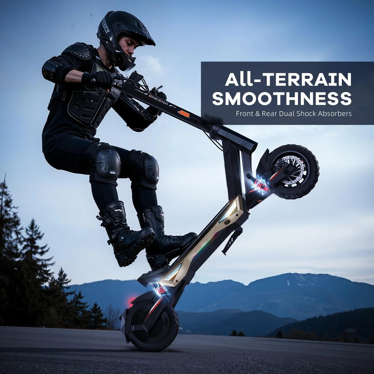 ONECNA T3PRO T3 Electric Scooter 32MPH,1500W 1000W Fast E-Scooter for Adults and Teens,10 Inch Off-Road Tires, Portable and Foldable Long Range Escooter Commuter RGB