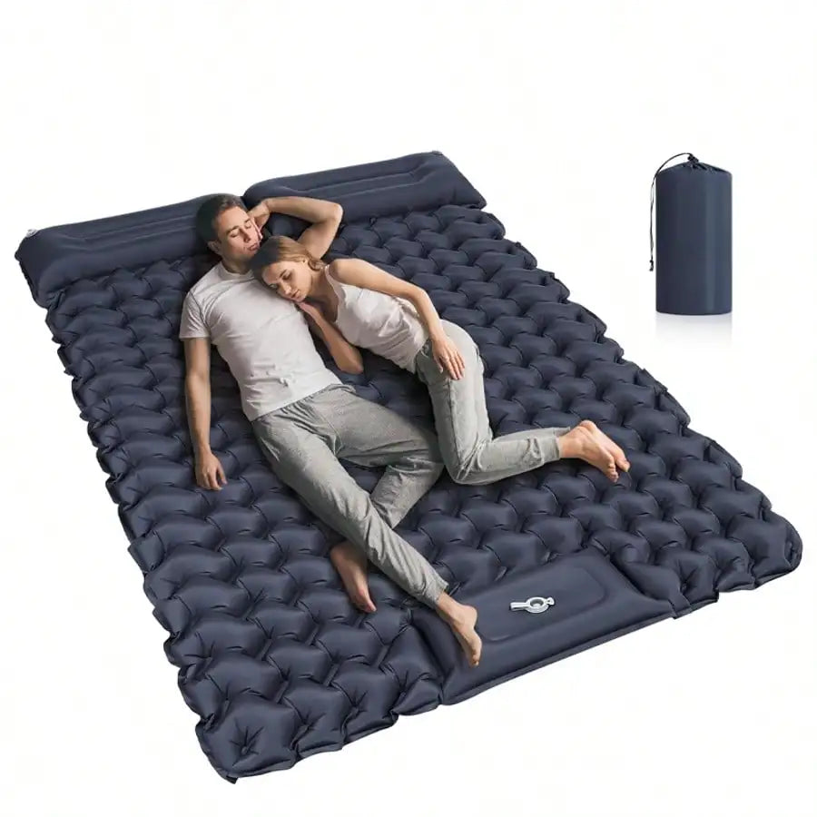 Double Camping Sleeping Pad, Extra Thick Camping Mattress, Suitable For 2 People With Pillows, Built-In Foot Pump, Portable Sleeping Pad, Ideal For Backpacking And Tent Travel