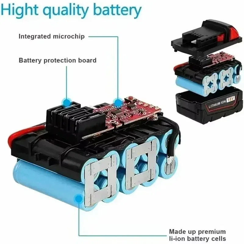 Long Runtime 18V 9.0Ah Rechargeable Li-ion Battery Fit for Milwaukee 18V Battery M18 HB3 HB6 48-11-1860