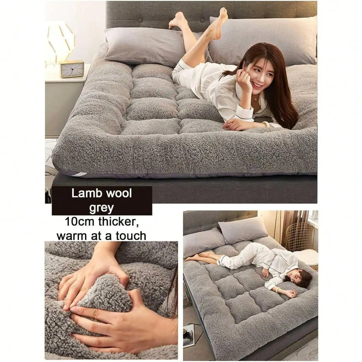 Japanese Futon Mattress, Extra Thick Fluffy Floor Futon Mattress, Super Soft Shaggy Roll Up Sleeping Pads, Portable Sleeping Mat, Sofa Mattress, Guest Bed