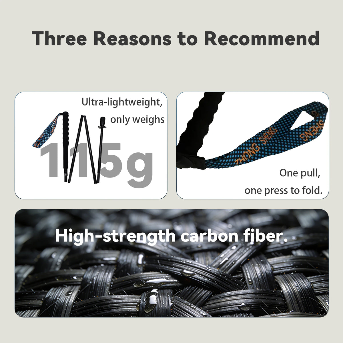 Ultra-Light Folding Carbon Fiber Trekking Poles – Portable Collapsible Hiking & Nordic Walking Sticks with Storage Bag
