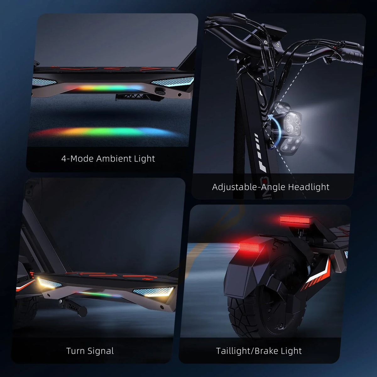 ONECNA T3PRO T3 Electric Scooter 32MPH,1500W 1000W Fast E-Scooter for Adults and Teens,10 Inch Off-Road Tires, Portable and Foldable Long Range Escooter Commuter RGB