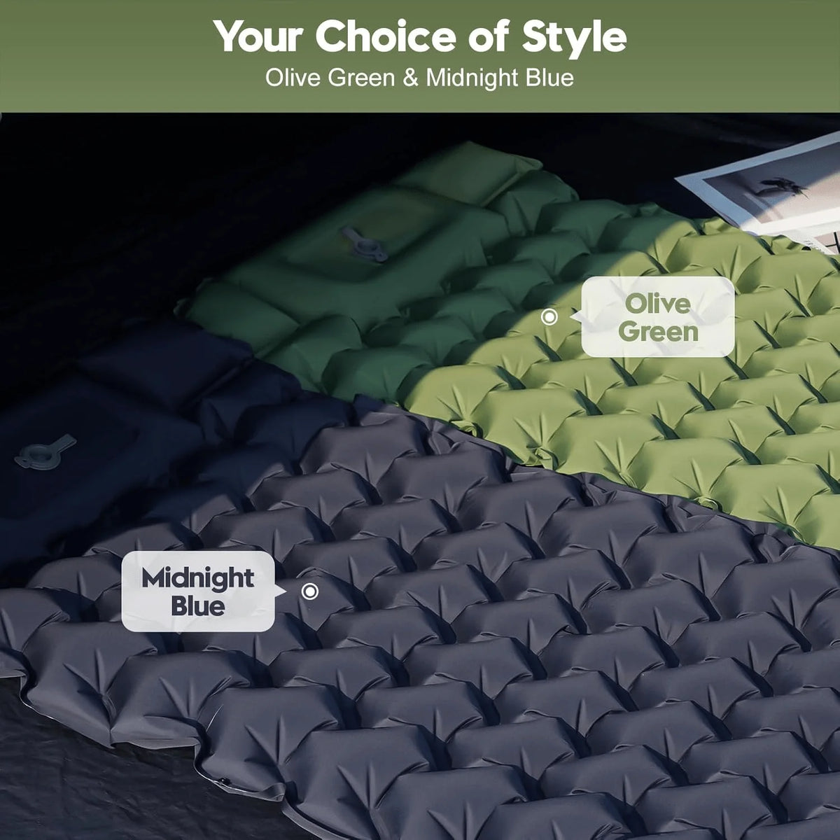 Double Camping Sleeping Pad, Extra Thick Camping Mattress, Suitable For 2 People With Pillows, Built-In Foot Pump, Portable Sleeping Pad, Ideal For Backpacking And Tent Travel