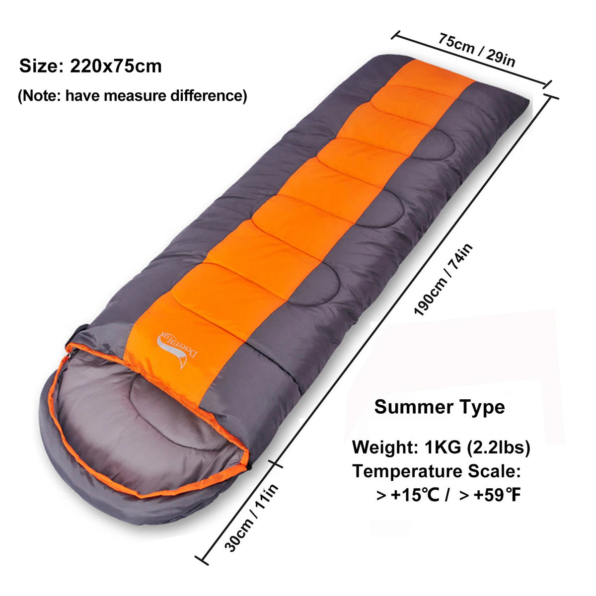 Desert&Fox Camping Sleeping Bag Lightweight 4 Season Warm & Cold Envelope Backpacking Sleeping Bag for Outdoor Traveling Hiking