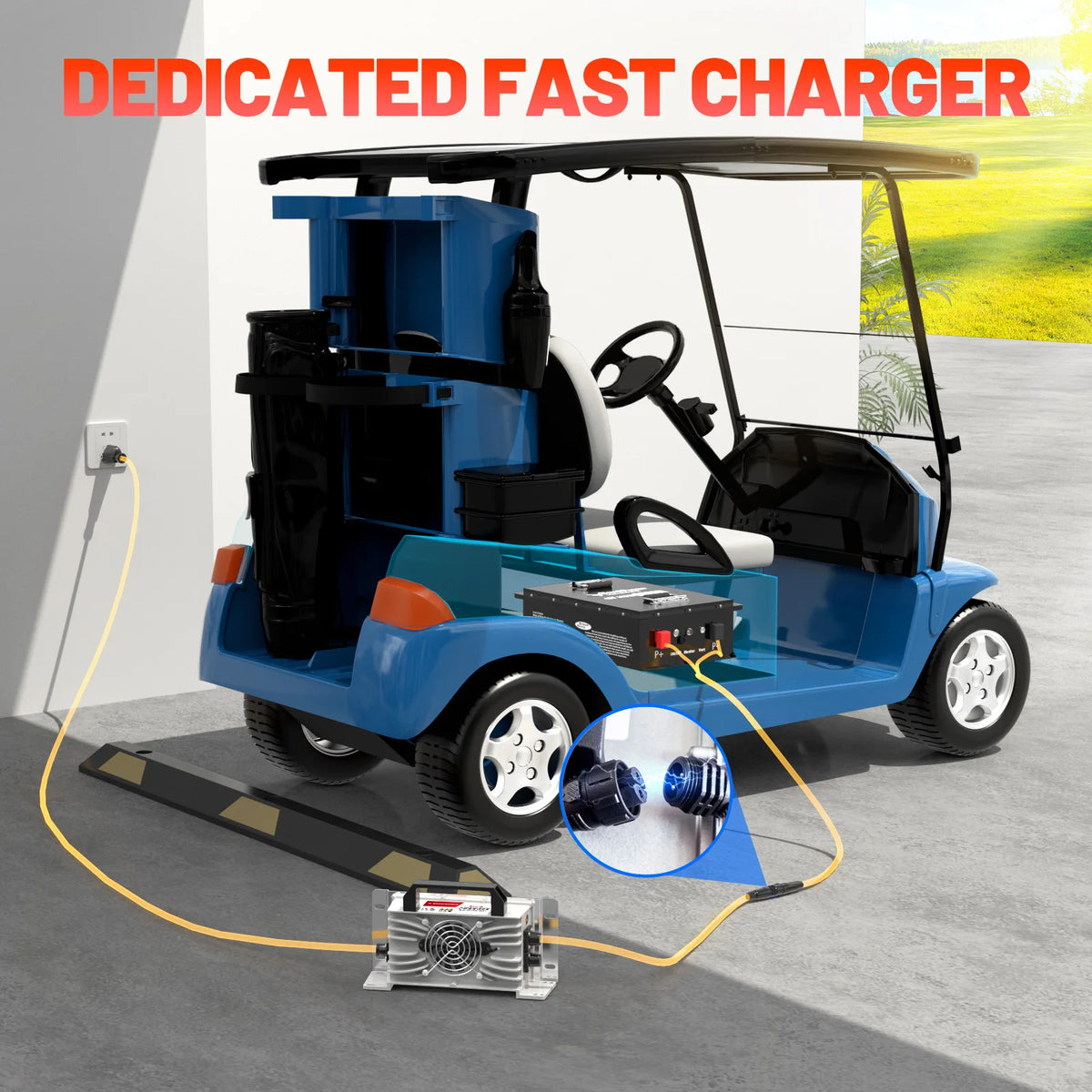 PAOWERIC Complete 48V 100Ah Lithium Golf Cart Battery System w/ 200A BMS + 58.4V Charger, Drop-In Ready for Club Car, EZGO, Yamaha, Marine & Solar Backup