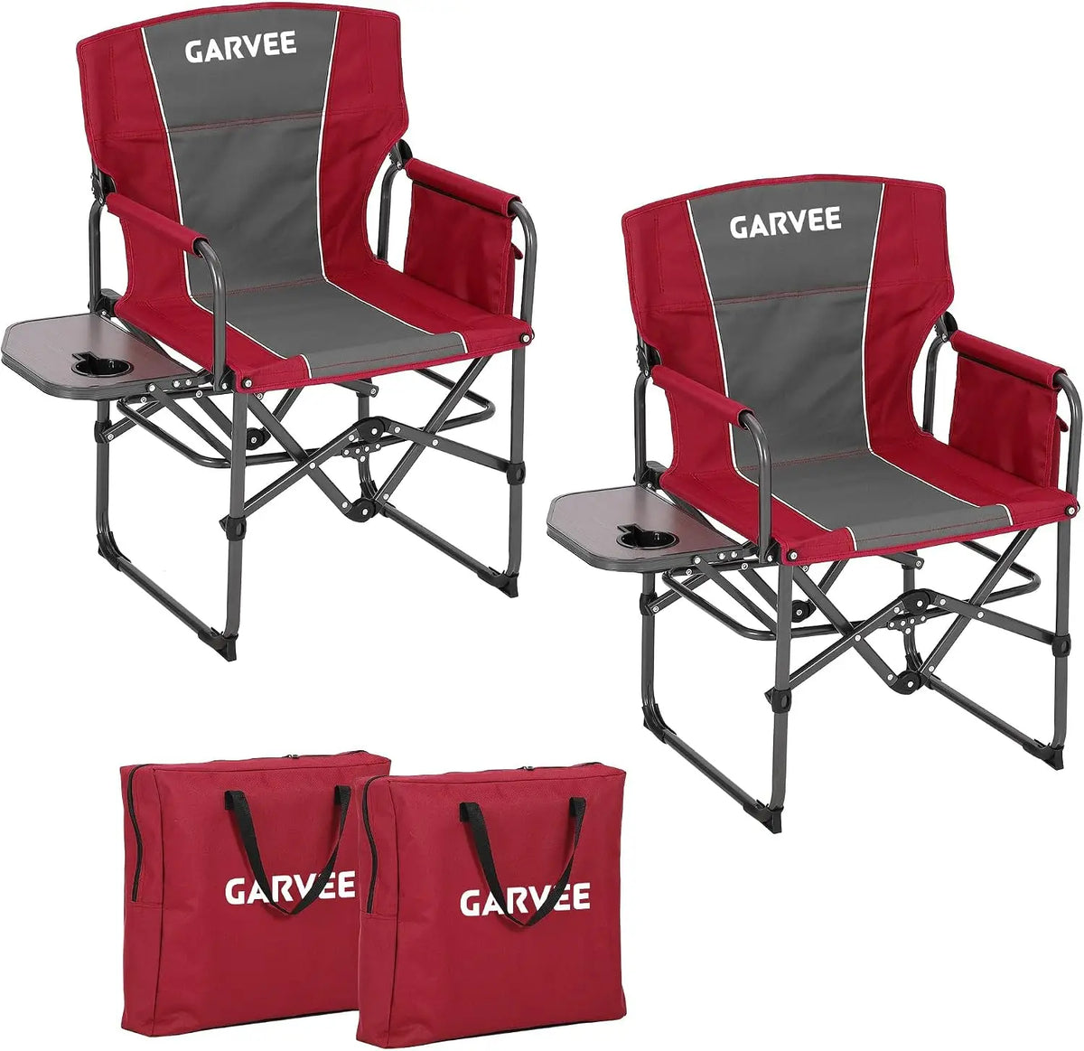 Tacleekii Oversized Camping Directors Chair, Portable Folding Lawn Chairs with Side Table for Adults Outdoor Foldable Camp Chair with Pocket for Beach, Fishing, Picnic