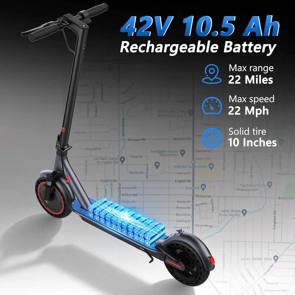 2026 New 10inch Electric Scooter 500W 22MPH Max Speed Adult APP Smart Scooter Shock-absorbing Anti-skid Folding Electric Scooter for Adult