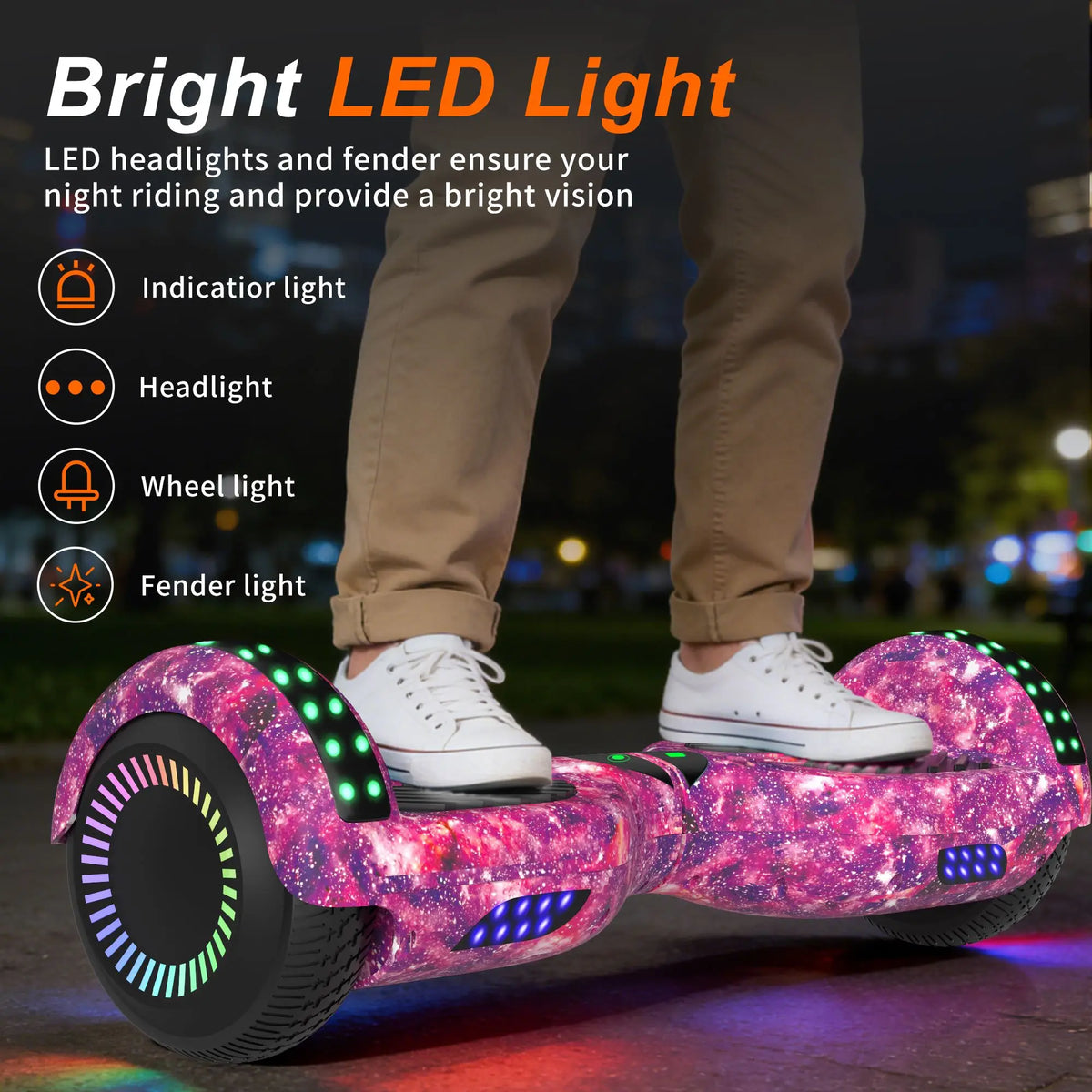 SIMATE Hoverboard for Kids Adults, All Terrain Electric Self Balancing Scooter with Bluetooth, LED Lights and APP Control, Perfect Gift for Girls Boys