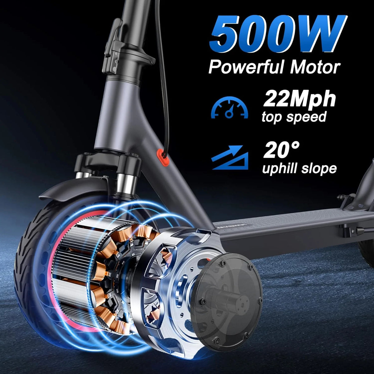 2026 New 10inch Electric Scooter 500W 22MPH Max Speed Adult APP Smart Scooter Shock-absorbing Anti-skid Folding Electric Scooter for Adult
