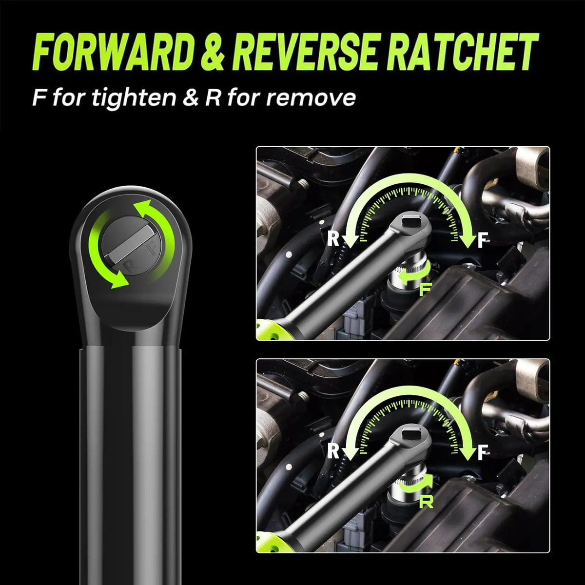 6" Extended Ratchet Wrench 60Nm 3/8"Cordless Electric Wrench 12V 2PCS Rechargeable Battery Angle Wrench Car Repair Power Tools