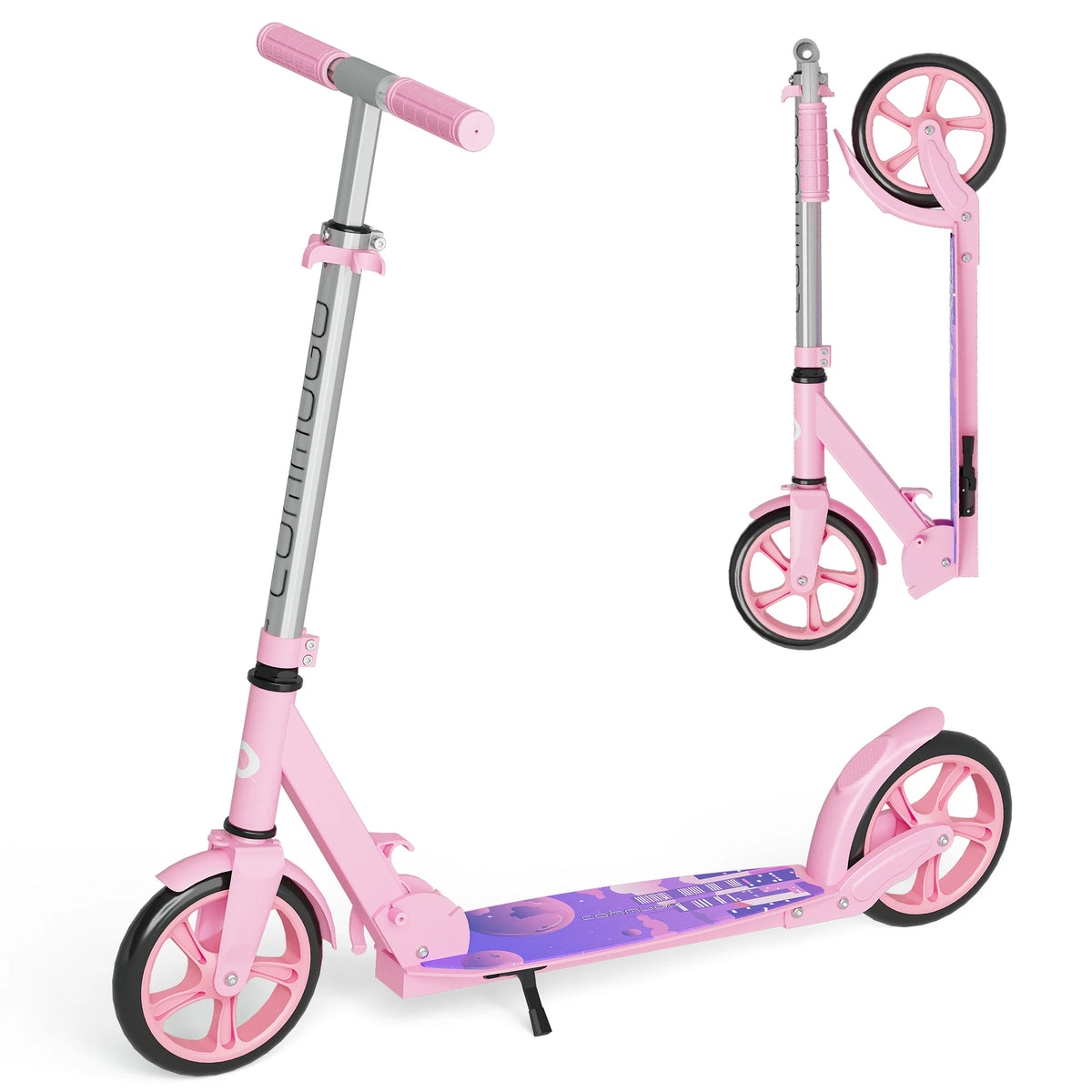 Commugo T1 Kick Scooter for Ages 6+,Kids, Teens & Adults. 4 Adjustable Levels, Foldable, Lightweight, Anti-Shock Suspension, Max Load 240 LBS