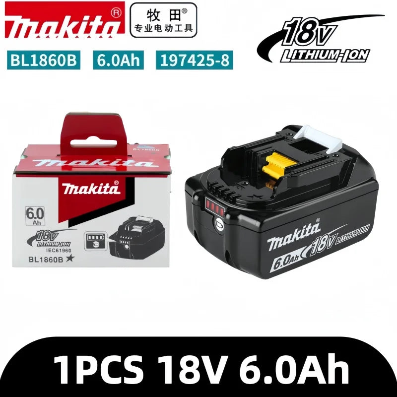 100% Original Makita Battery, 18V 6.0Ah Rechargeable Battery, Replacing Makita BL1830B L1840B L1850B L1860B, Power Tool Battery