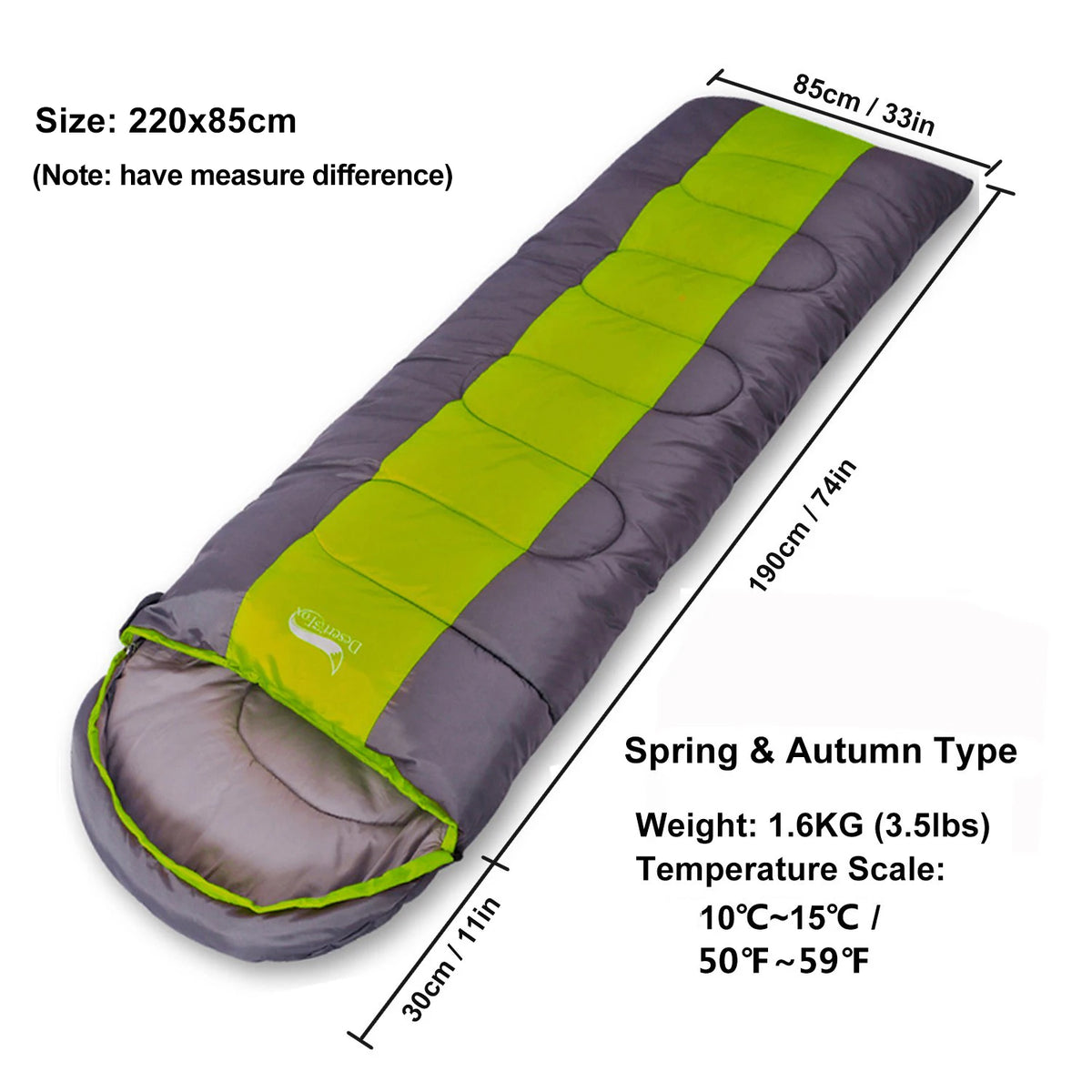 Desert&Fox Camping Sleeping Bag Lightweight 4 Season Warm & Cold Envelope Backpacking Sleeping Bag for Outdoor Traveling Hiking