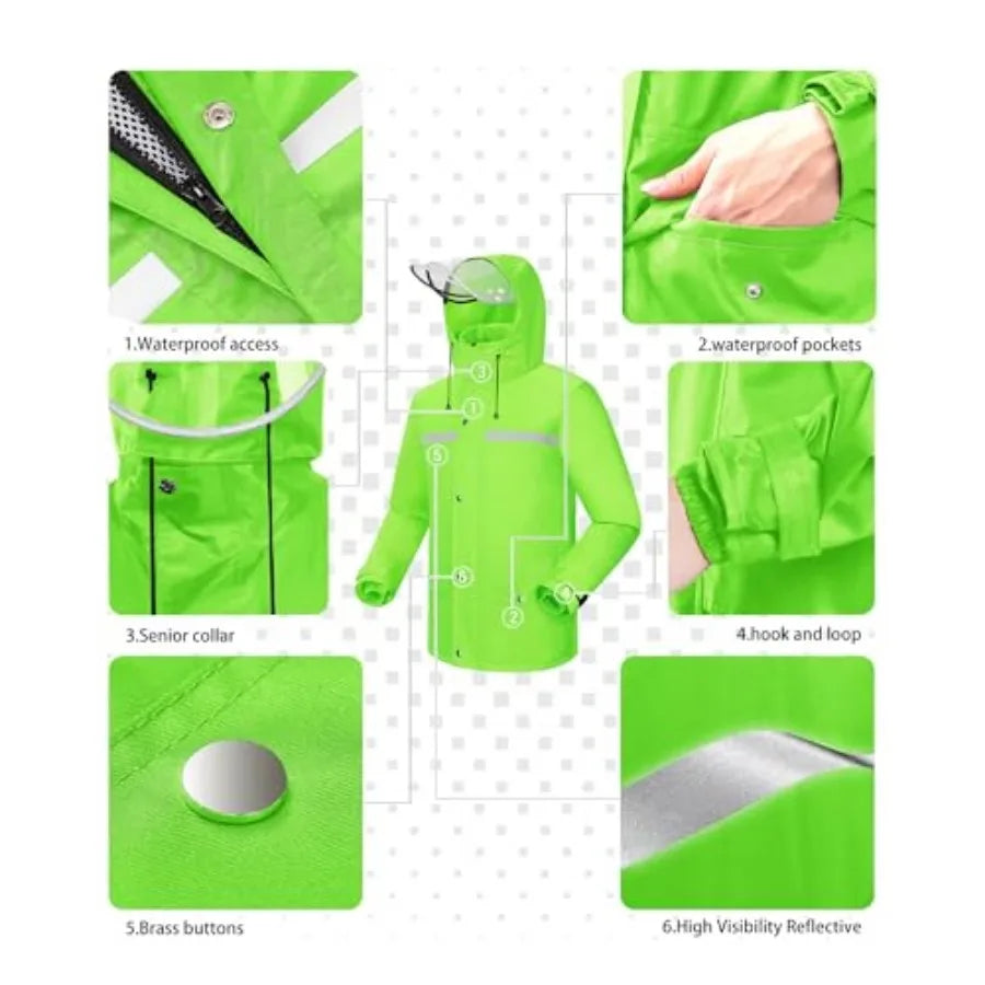 iCreek Rain Suit Waterproof Jacket and Pants Hi Vis Raincoat for Men and Women Reflective Outdoor for All-Sport Work