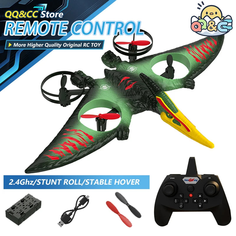 2.4G RC Dinosaur Aircraft Glider Toy Foam Crash Control Plane Model Fixed Wing Flyer Pterosaur RC Flying Toys for Boys Kids Gift