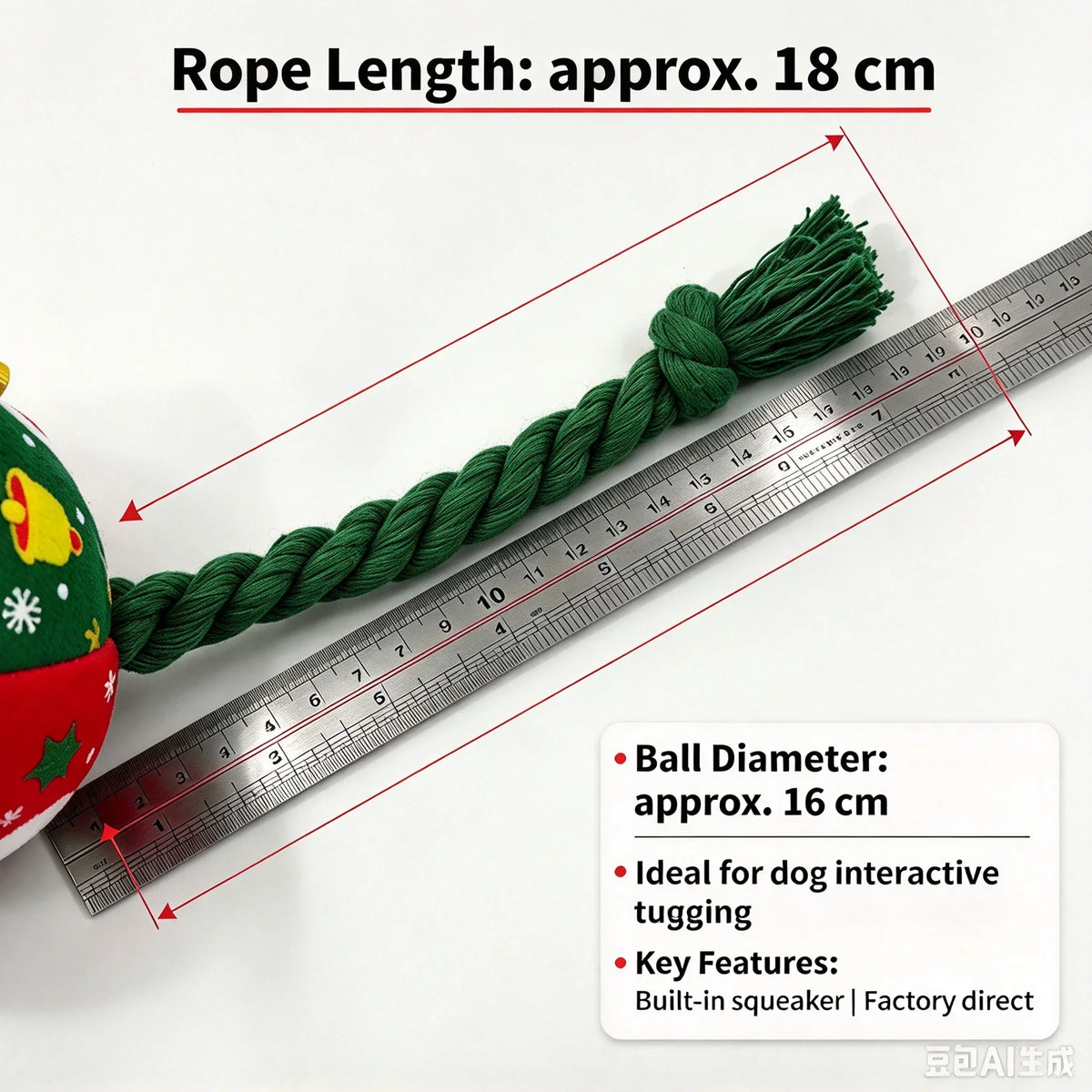 Christmas Interactive Dog Ball Toy with Bells, Durable Plush Pet Toy for Boredom Relief, Holiday Training Fetch Toy for All Dogs