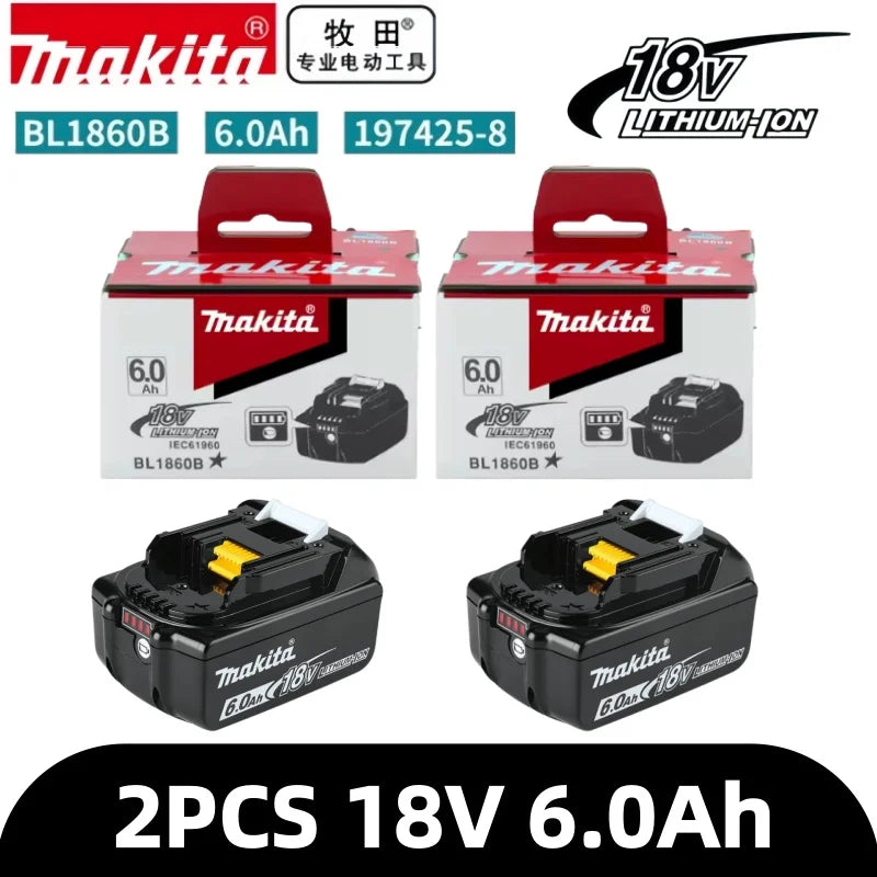 100% Original Makita Battery, 18V 6.0Ah Rechargeable Battery, Replacing Makita BL1830B L1840B L1850B L1860B, Power Tool Battery