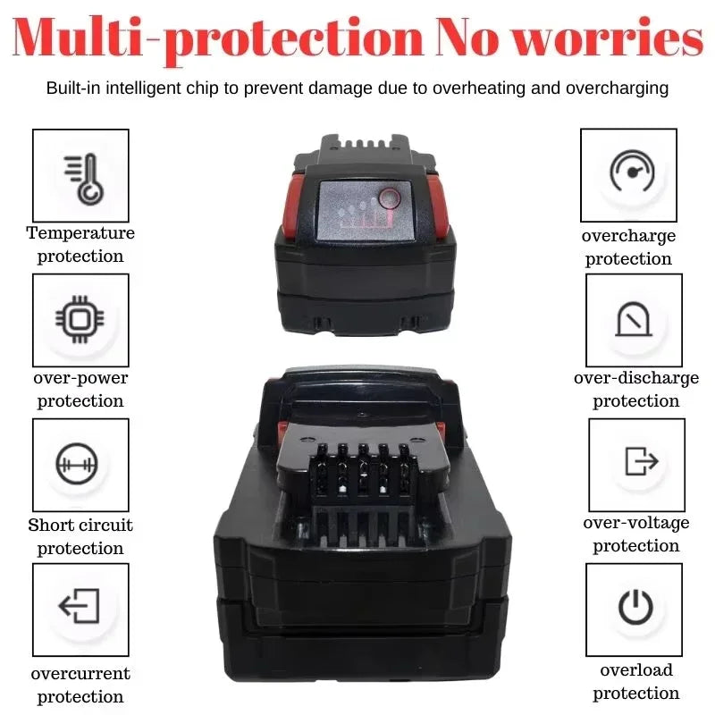 Long Runtime 18V 9.0Ah Rechargeable Li-ion Battery Fit for Milwaukee 18V Battery M18 HB3 HB6 48-11-1860
