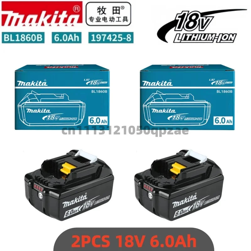 100% Original Makita Battery, 18V 6.0Ah Rechargeable Battery, Replacing Makita BL1830B L1840B L1850B L1860B, Power Tool Battery