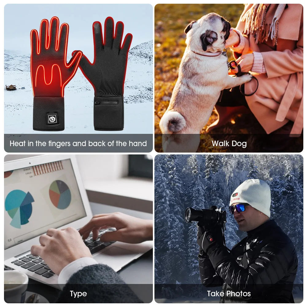 Rechargeable Electric Liner Heated Gloves Winter Warm Touch Skiing Gloves Outdoor Sports Riding Skiing Fishing Hunting