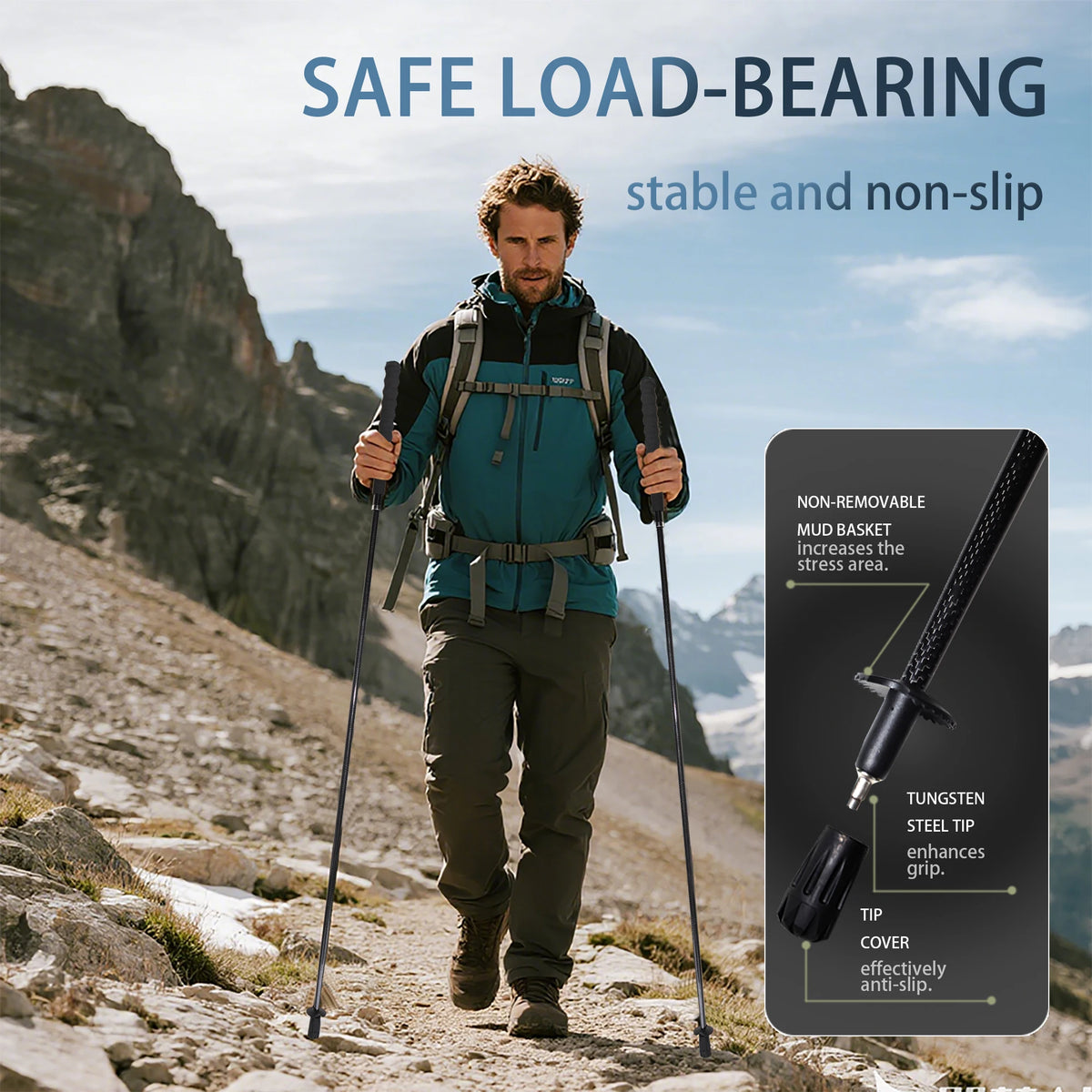 Ultra-Light Folding Carbon Fiber Trekking Poles – Portable Collapsible Hiking & Nordic Walking Sticks with Storage Bag