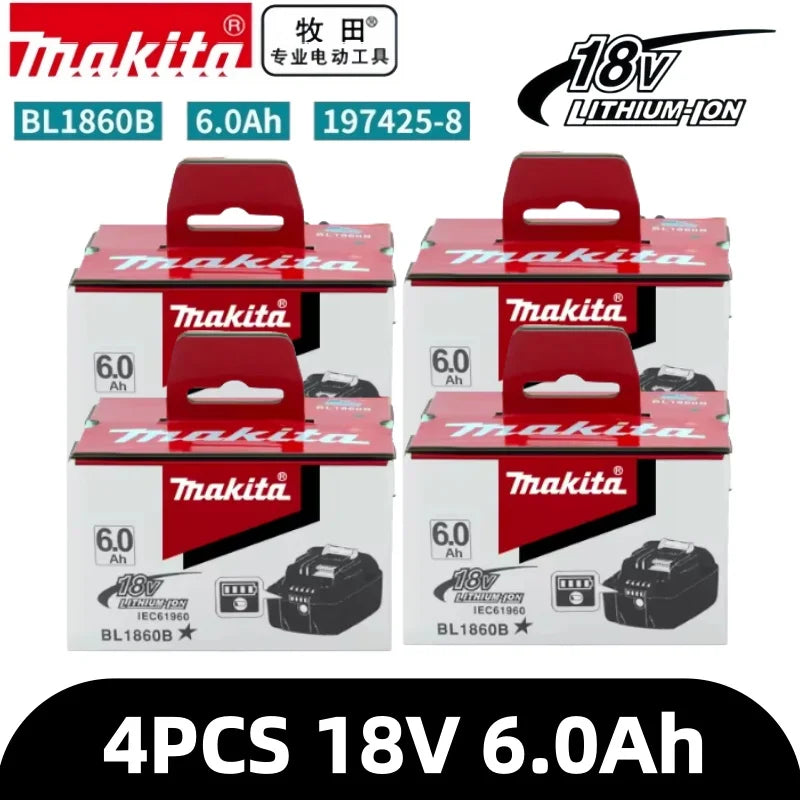 100% Original Makita Battery, 18V 6.0Ah Rechargeable Battery, Replacing Makita BL1830B L1840B L1850B L1860B, Power Tool Battery