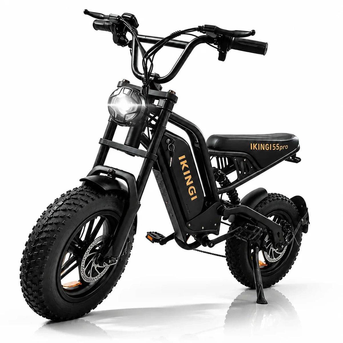 IKINGI S6pro 1000W Peak Electric Moped E-Bike | 48V 15Ah Lockable Battery, Full Suspension & 16x4" Fat Tires | 7-Speed All-Terrain Off-Road Electric Bicycle with LCD & IP65 Waterproof