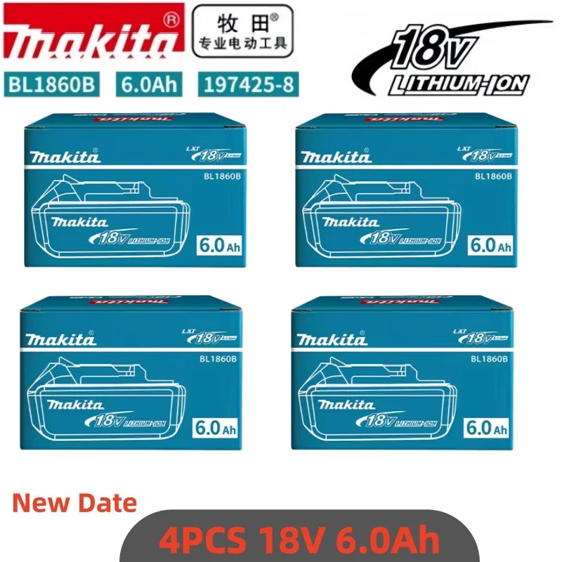 100% Original Makita Battery, 18V 6.0Ah Rechargeable Battery, Replacing Makita BL1830B L1840B L1850B L1860B, Power Tool Battery