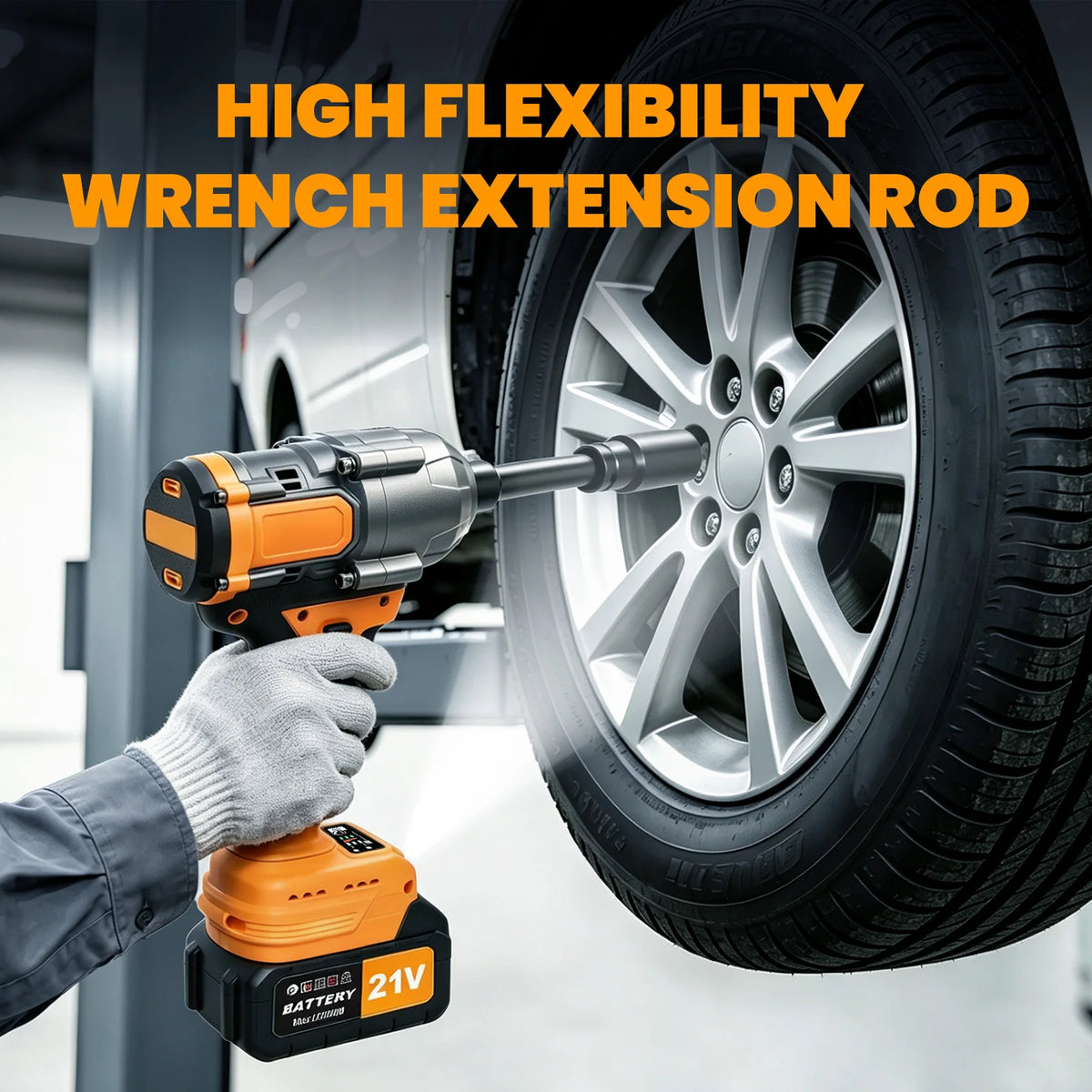 1300NM 21V 1/2" Electric Brushless Impact Wrench High Torque Tire & Suspension Removal Kit 3-Speed Control 2 x 4.0Ah Batteries Charger Lightweight Professional Power Tool