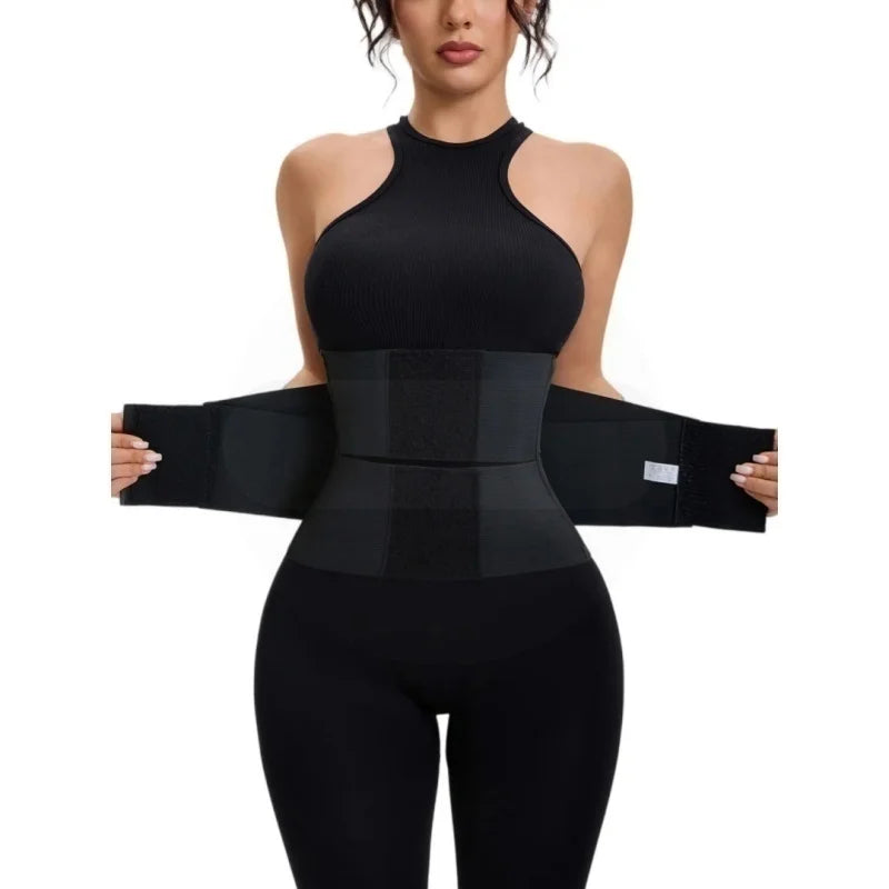 Women's Leopard Print Triple-Wrap Waist Trainer | High-Stretch Nylon Tummy Control Band | Adjustable Hook-and-Loop Compression Shapewear Belt | Dual-Use for Fitness and Everyday Outfits