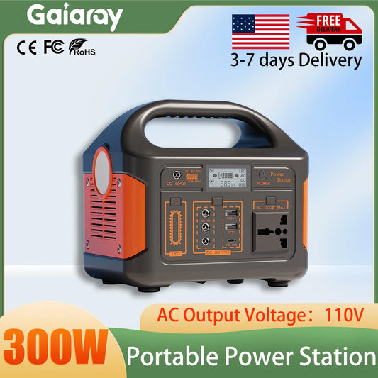 Gaiaray 300W Portable Power Station 110V Charging Station 460.8Wh Solar Generator UPS Backup Power Plant for Home Camping
