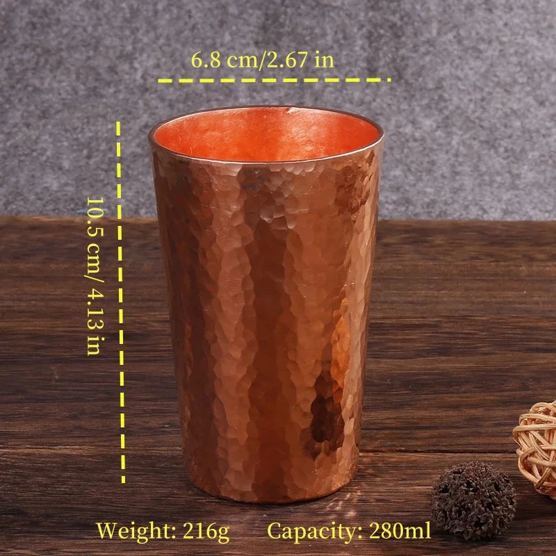 Vintage Pure Copper Cup,Thickened Hammer Texture 360 ml Breakfast Milk Coffee Mug,Handcrafted Tea Tumbler Drinkware Tableware