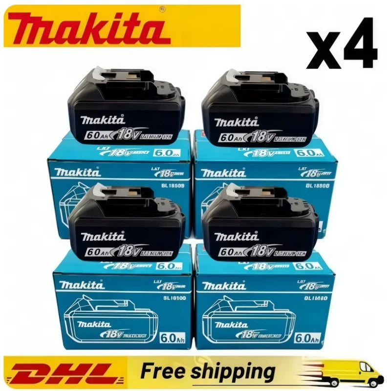 100% Original Makita Battery, 18V 6.0Ah Rechargeable Battery, Replacing Makita BL1830B L1840B L1850B L1860B, Power Tool Battery