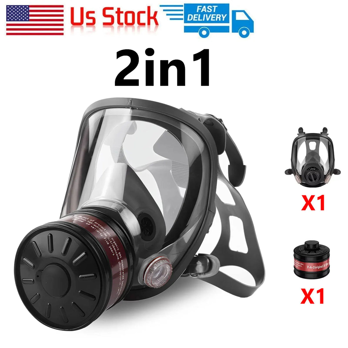 16IN1 Full Face Gas Mask Survival Chemical Respirator with 40mm Filter Activated Carbon Full Face Masks for Safety Protection